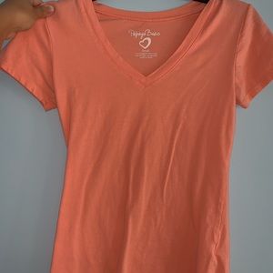 Papaya peach v neck